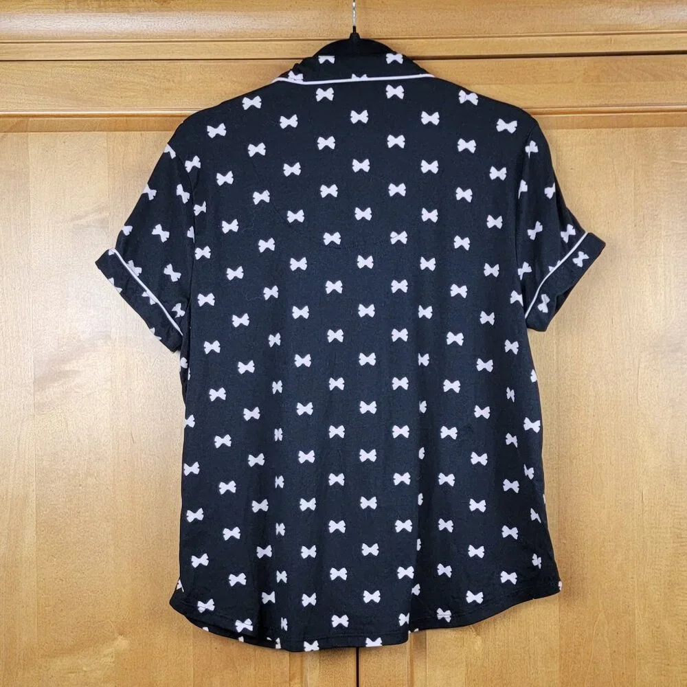 Women's Soft 2 Pc Kate Spade Pajama Set Black Pale Pink Bows - M - Picture 5 of 13
